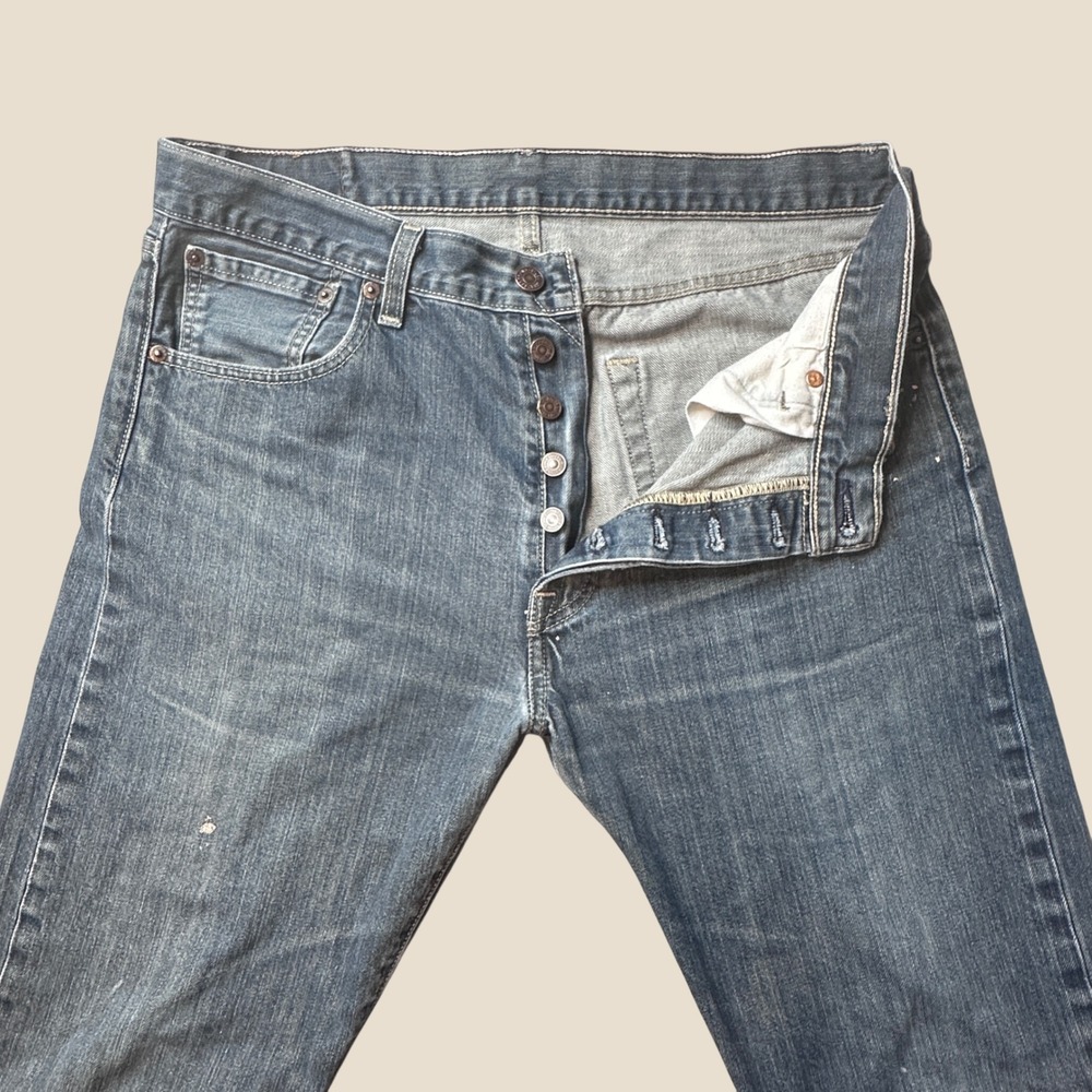 Levi's 501 Jeans Mens 34x34 (34x31) Original Fit Blue Paint Splatter Distressed